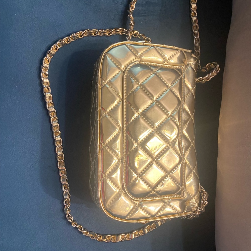 Gold Quilted CC Crossbody Shoulder Bag - Picture 6 of 12